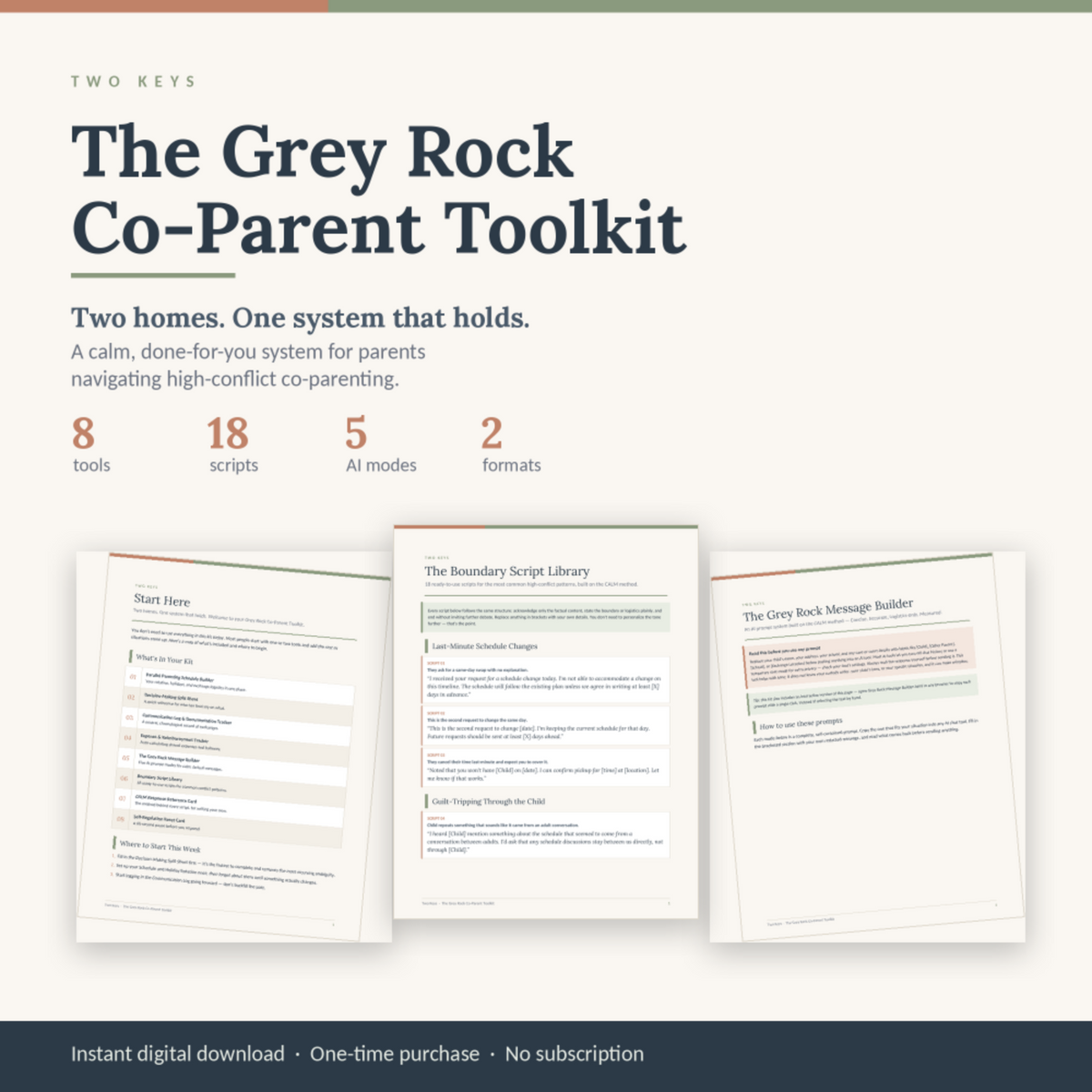 The Grey Rock Co-Parent Toolkit — High-Conflict Co-Parenting Planner, Scripts & AI Message Builder